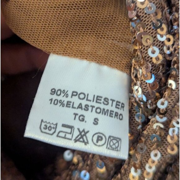 Spazio Cinque Shimmer V Neck Sequin Gold Bodysuit Italian made -BNWOT size Small - Picture 5 of 6